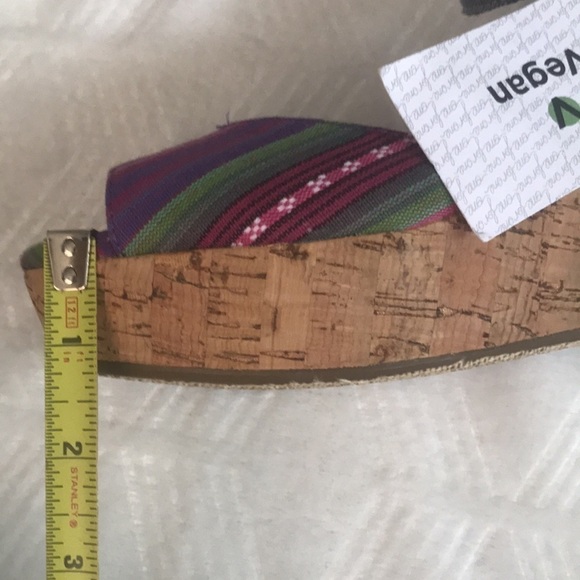 Tom's Multicolored Tribal Striped Cork Wedges - Picture 5 of 9